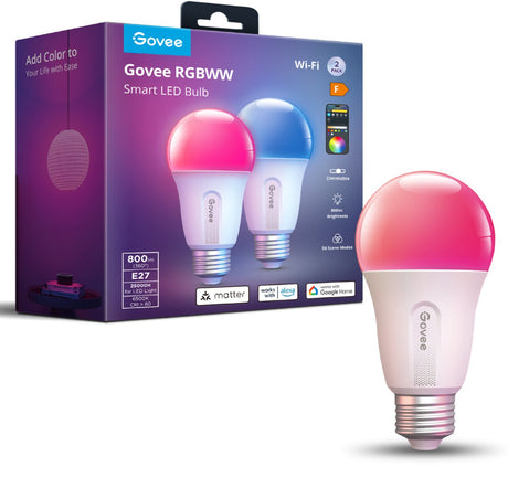 Govee inteligentna lampa E27 Matter rgbww 6 cm - 800 lumenów - 2 szt.