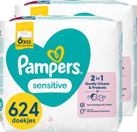 Chusteczki dla niemowląt Pampers Sensitive – bez perfum – 12 x 52 chusteczki dla niemowląt