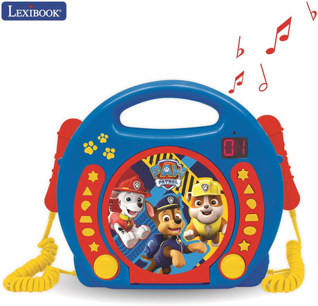 Przenośny odtwarzacz CD Lexibook Paw Patrol z 2 mikrofonami do śpiewania