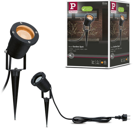 Reflektory ogrodowe LED Paulmann punktowe przyjazne dla owadów IP65 okrągłe 92 mm 2200k 4,3W 320lm 230V 38° czarny metal