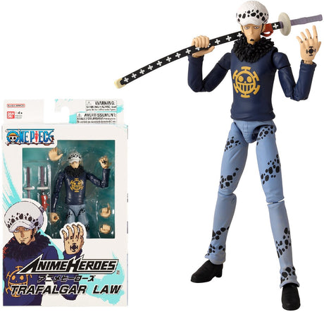 Bandai - bohaterowie anime - jeden kawałek - figurka bohaterów anime 17 cm - prawo trafalgar - figurka prawa - oficjalna licencja - 36937