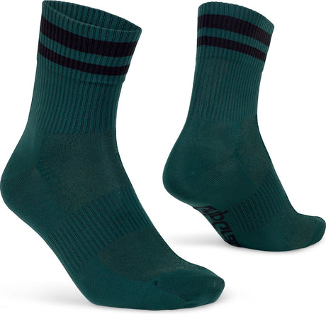 Gripgrab - oryginalne skarpetki rowerowe w paski załogi letnie skarpetki rowerowe w paski retro coolmax - unisex - zielone - rozmiar m (41-44)