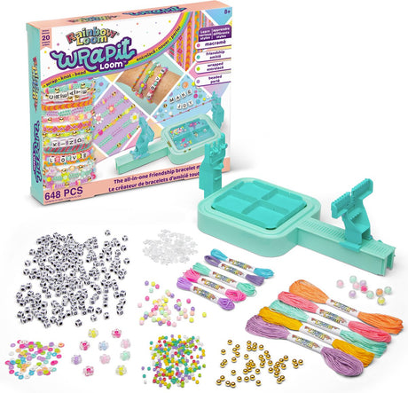 Bandai - tęczowa chusta na krosno - zestaw do tworzenia bransoletki przyjaźni - zestaw 648 elementów - 20 projektów DIY - makrama, koraliki, kolorowe nici - kreatywny prezent hobbystyczny - zabawka dla dzieci w wieku 8 lat i + - cd0164