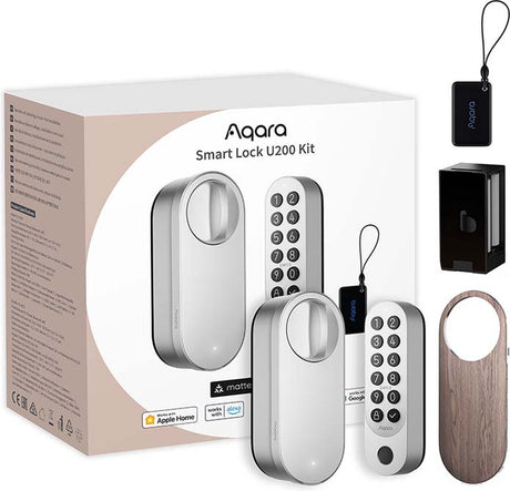 Zestaw inteligentnego zamka Aqara u200 - srebrny - inteligentny zamek do drzwi - kod PIN linii papilarnych - klucz do domu Apple - kwestia bluetooth
