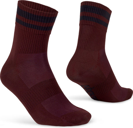 Gripgrab - oryginalne letnie skarpetki rowerowe załogi w paski skarpetki rowerowe w paski retro coolmax - unisex - ciemnoczerwony - rozmiar m (41-44)