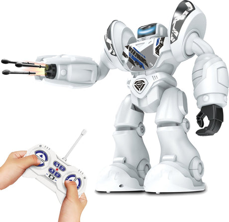 Robot Silverlit robo blast white - sterowany robot-zabawka ze strzelającą pięścią - wysokość 34 cm