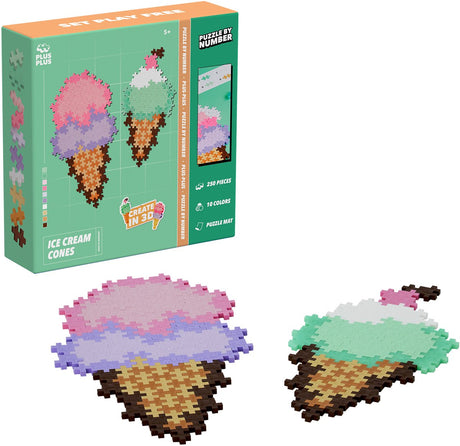 Plus-plus - puzzle po numerach - robienie rożków lodowych - 250 elementów - 4346 - puzzle i zabawki do budowania w jednym - puzzle 3D od 5 lat