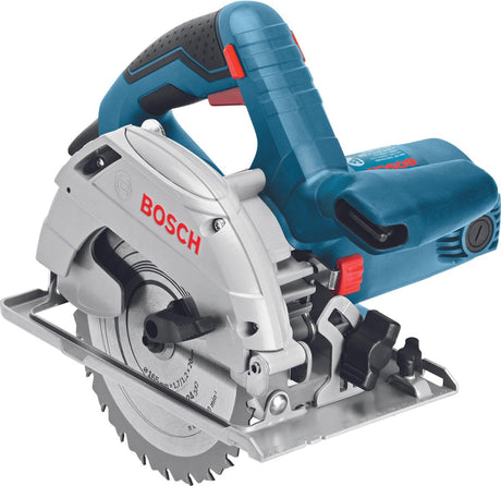 Pilarka tarczowa Bosch GKS 165 (adapter odsysania, brzeszczot hm 165 mm ø, klucz imbusowy SW 5, prowadnica równoległa)