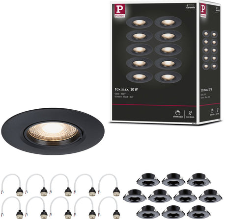 Zestaw lamp wpuszczanych Paulmann 10 gwiazdek okrągłych 90 mm gu10 max. 10x10w 230v, ściemnialna, czarna