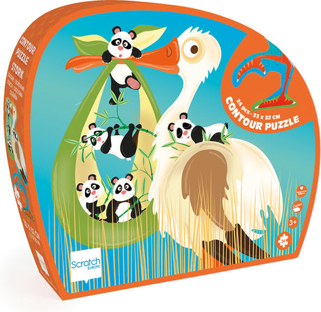 Puzzle konturowe zdrapka - bocian - 32,9x51,9x0,25cm - 24 elementy - 3 lata