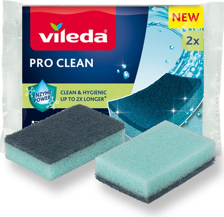 Vileda pro clean - gąbka do czyszczenia kuchni - enzymy - wysoka chlorowalność - 2 sztuki