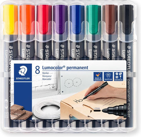 Marker permanentny Staedtler lumocolor z okrągłą końcówką - pudełko 8 szt