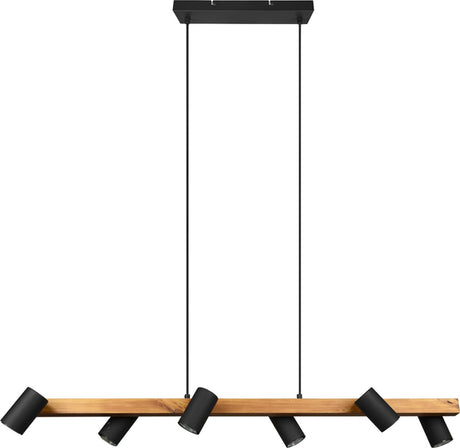 Trio Marley – lampa wisząca – czarny mat – wył. 6x gu10 4,9w - montaż sufitowy - regulacja wysokości