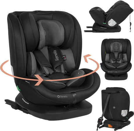 Lionelo bastiaan 4w1 - fotelik samochodowy isofix obracany o 360° - od urodzenia do 12 lat (grupa 40-150 cm 0 1 2 3) - rwf fwf - pianka zapamiętująca kształt - ochrona boczna - w pełni regulowana - wygodne szerokie siedzisko - fotelik samochodowy i-size