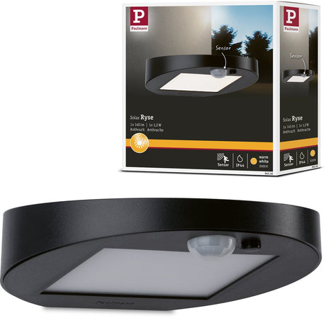 Paulmann solarna oprawa ścienna LED do zewnętrznego czujnika ruchu ryse ip44 3000k 30lm antracyt