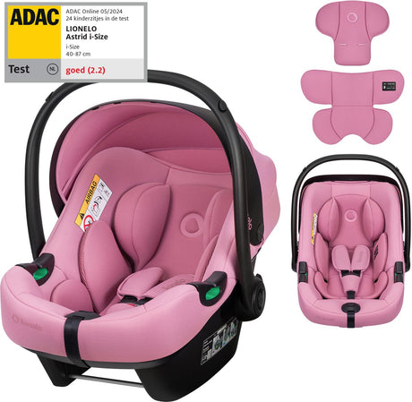 Fotelik samochodowy Lionelo Astrid i-size – adac 5-gwiazdkowy – 40-87 cm – rwf – pianka z pamięcią kształtu – regulowany zagłówek (7 cm) – pasy holmbergs – kompatybilny z wózkiem z bazą isofix – standard i-size – bezpieczny dla światła
