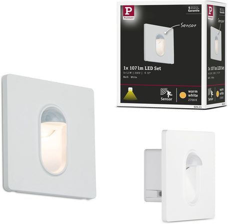 Lampa ścienna wpuszczana Paulmann LED ścienna kątowa 78x78 mm 1,1w 65lm 230v 2700k biała