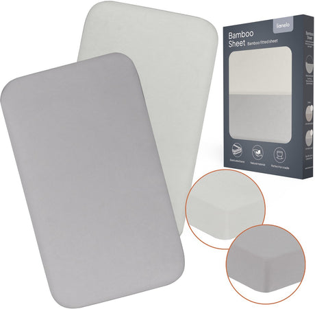 Zestaw 2 prześcieradeł bambusowych Lionelo 80×42 cm do łóżeczka drugiego łóżka – uniwersalny krój, naturalna wiskoza bambusowa, miękka i oddychająca, elastyczna, nadaje się do materacy do 10 cm, można prać w temperaturze 30°C