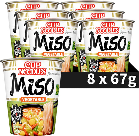 Makaron Nissin Cup - veggi miso noodles - makaron instant - wegetariański - 8 sztuk