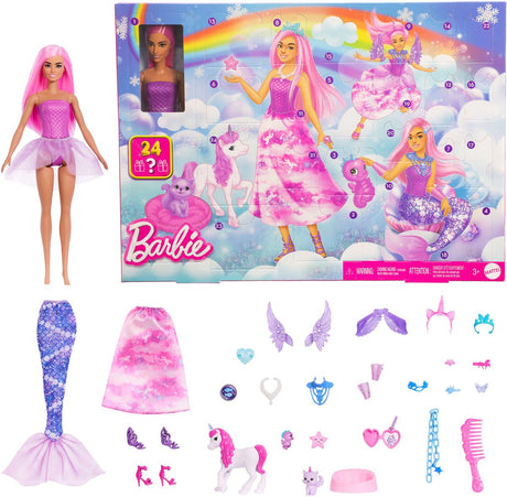 Kalendarz adwentowy Barbie z lalką modową i 24 zaskakującymi akcesoriami