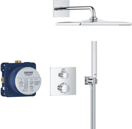 Precyzyjny system prysznicowy Grohe do zabudowy - kwadratowy panel sterowania - chrom