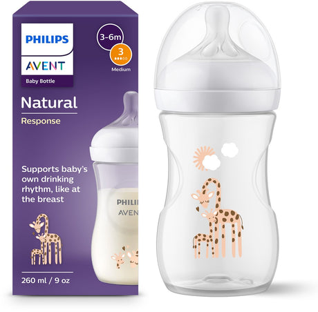 Butelka dla niemowląt Philips Avent Natural Reaction – 260 ml – przepływ 3 – żyrafa - scy903 66