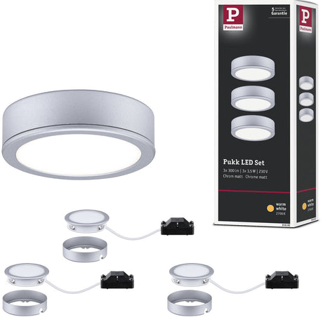 Oświetlenie podszafkowe LED Paulmann pukk 3x3,5w 65 mm 3x210lm 230v okrągły chrom matowy