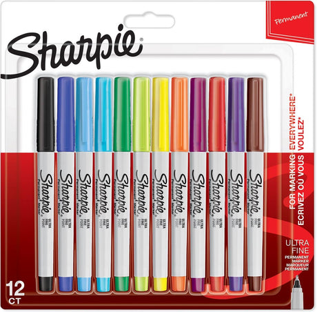 Markery permanentne Sharpie | najdrobniejszy punkt | różne kolory | 12 sztuk