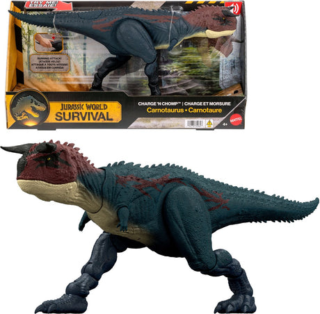 Mattel Jurassic World biegnij i gryź karnotaura biegnącego ryczącego dinozaura