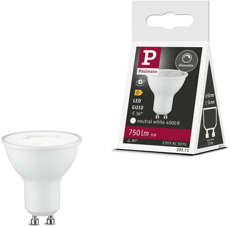 Standardowy spot LED Paulmann gu10 - 230v - ściemnialny - 750 lm - 8w - 4000k neutralny biały - biały matowy