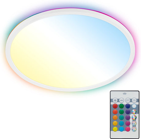 B.K.licht - lampa sufitowa LED - z RGBIC - podświetlenie - z pilotem - CCT - możliwość ściemniania - 42x3 cm - biała