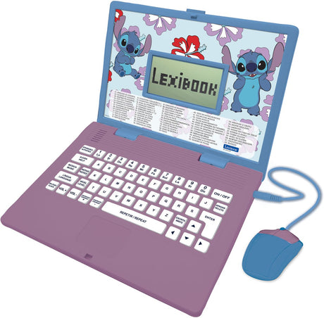 Dwujęzyczny laptop edukacyjny Lexibook Stitch ze 124 zadaniami (i pt.)