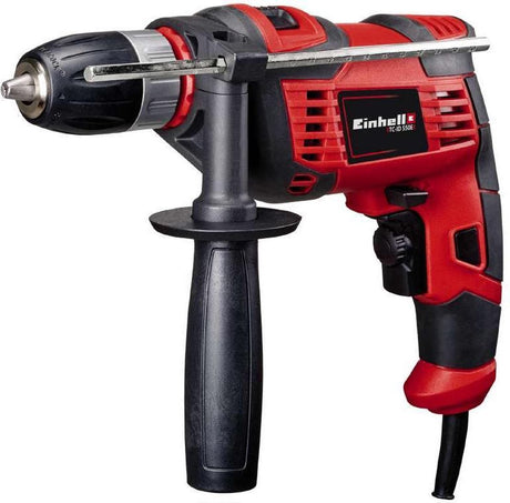 Elektryczna wiertarka udarowa Einhell TC-ID 550 e - 550 W - 2 funkcje: wiercenie wiercenie udarowe - zdolność wiercenia drewno 25 mm beton 13 mm stal 10 mm