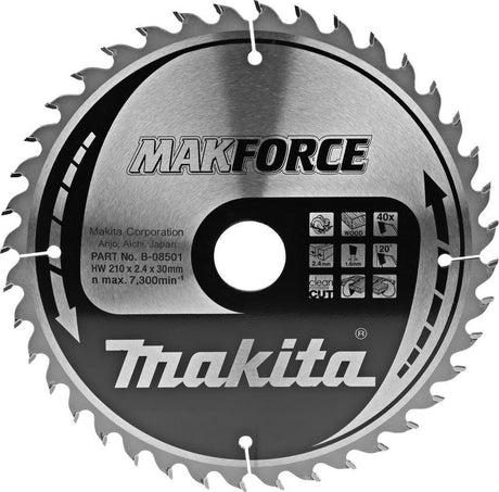 Piła tarczowa Makita do drewna | makforce | otwór na oś ø 210mm 30mm 40t - b-08501