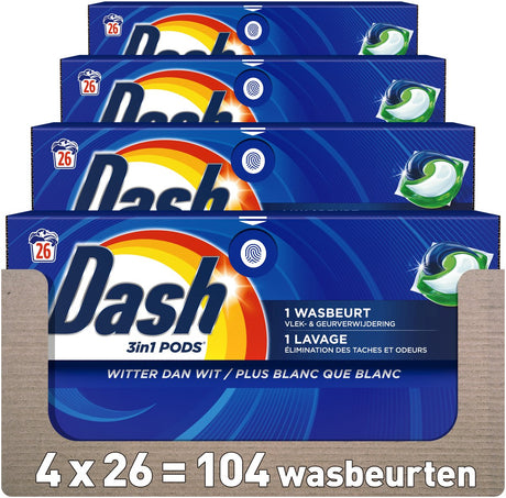 Saszetki z detergentem Dash 3w1 - 4 x 26 prań - bielsze niż białe