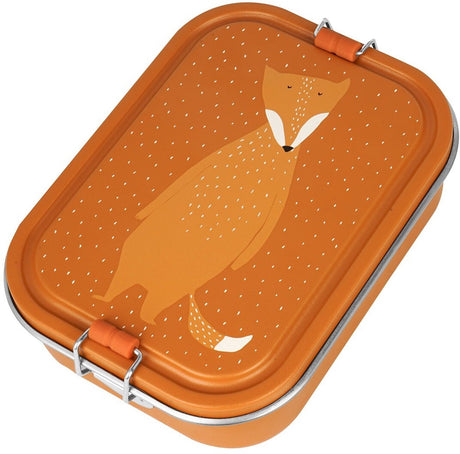 Trixie duże pudełko na drugie śniadanie - mr. fox - pojemnik na drugie śniadanie rsv dla dzieci - łatwo otwierany pojemnik na drugie śniadanie - 2 przegródki - kolor pomarańczowy
