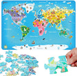 Klasyczny świat drewniane puzzle mapa świata zabawki edukacyjne 48 sztuk.