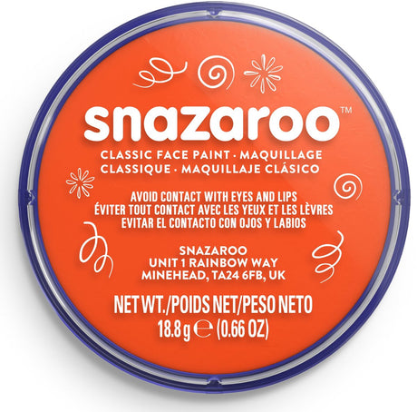Snazaroo 1118552 - ciemny pomarańcz - 18ml aqua face paint dziecięca farba do twarzy dla dzieci i dorosłych