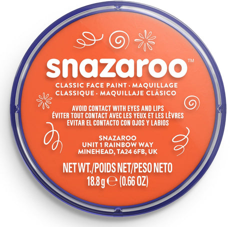 Snazaroo 1118553 - pomarańczowy - 18ml aqua face paint dziecięca farba do twarzy dla dzieci i dorosłych
