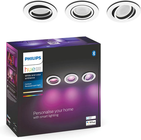 Philips hue centura - led inbouwspot - bevat 3 led inbouwspots incl. lamp - aanpasbaar wit en gekleurd licht - wit - ø 900mm - slimme verlichting
