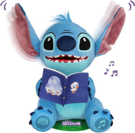 IMC Toys Disney Stitch Storyteller - nl en fr - interaktywna przytulanka ze światłem, dźwiękiem i historiami