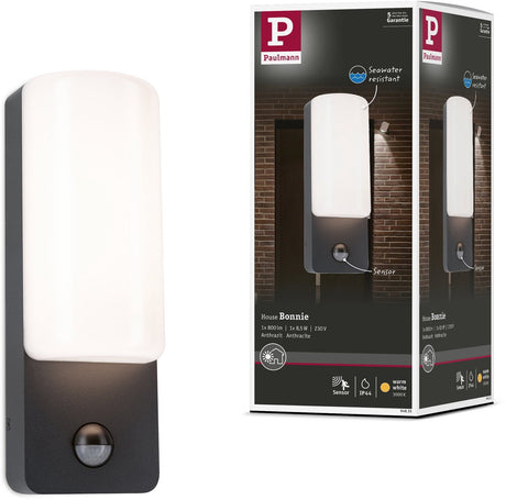 Zewnętrzna oprawa ścienna LED Paulmann Bonnie czujnik ruchu sterowany zmierzchem (IR) IP44 93x263 mm 3000K 8,5W 560 lm 230V antracyt aluminium