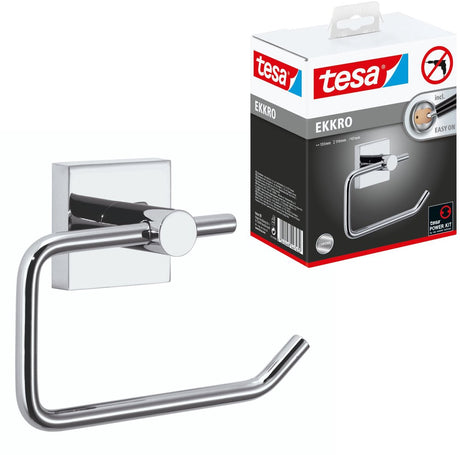 Uchwyt na papier toaletowy Tesa® ekkro, metal chromowany na wysoki połysk, samoprzylepny