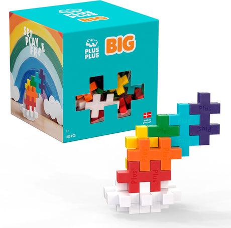 Plus-plus Big Rainbow Mix 100-częściowy zestaw konstrukcyjny – 4354 – zabawki do budowania dla dzieci od 1 roku życia – zabawki konstrukcyjne – zestaw z klockami