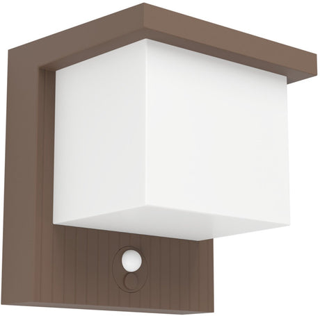 Eglo frigento solar wandlamp buiten - sensor - oplaadbaar - 15 cm - roestbruin melkkleurig