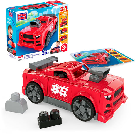 Mega Bloks Fisher-Price - buduj i prowadź klocki wyścigowe z toczącymi się kołami - 26 sztuk