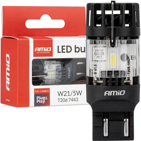 Lampa LED Amio Lumitec T20D 7443 W21 5W 12V Full Canbus – zamiennik LED dwuwłóknowy biały (1 szt.)