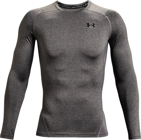 Męska koszulka sportowa Under Armour UA HG Armor Comp LS-Gry – Carbon Heather – Czarna