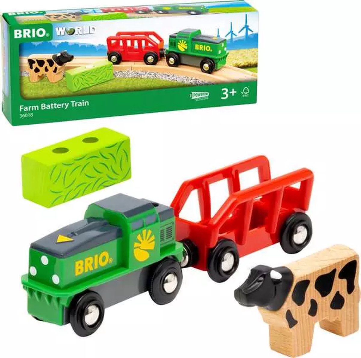 Pociąg rolniczy Brio World na akumulator - pociąg do zabawy dla dzieci od 3 lat - 36018