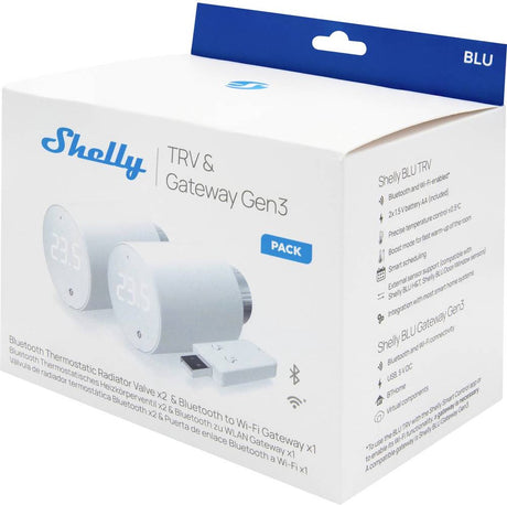 Shelly blu trv heizkörperthermostat Bramka 2-er Pack, termostat grzejnikowy Bluetooth o niskim zużyciu energii, WiFi